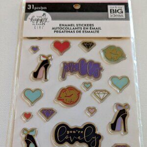 NWT Happy Planner Glam Girl 31pc Enamel Stickers Fashion Lips High Heels Hearts